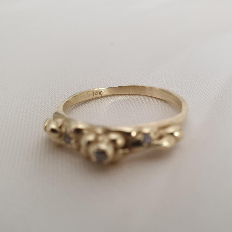 טבעת שירין 14 קראט יהלומים לבנים
